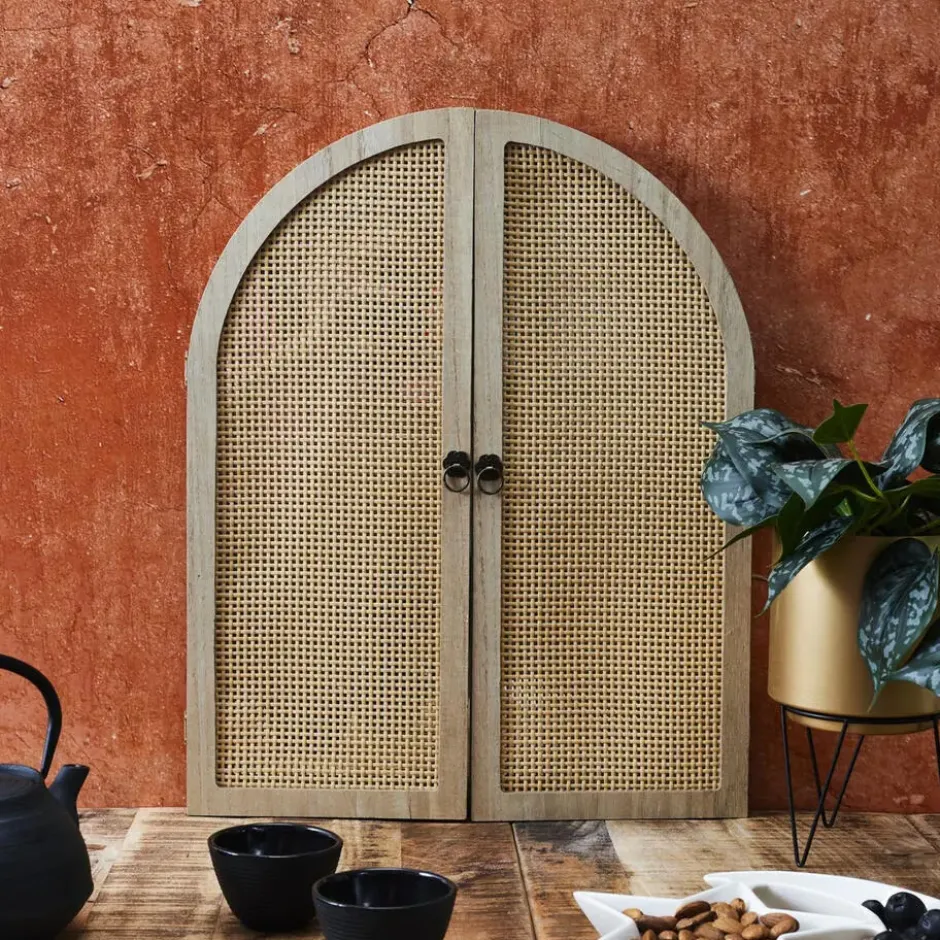 Home Deco Factory Spiegel Bali - hout - met deurtjes - 40 x 50 cm