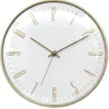 Home deco factory stille wandklok - goud/wit - D30 cm -kunststof
