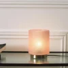 Home deco factory tafellamp glas - roze - 16cm - met schakelaar