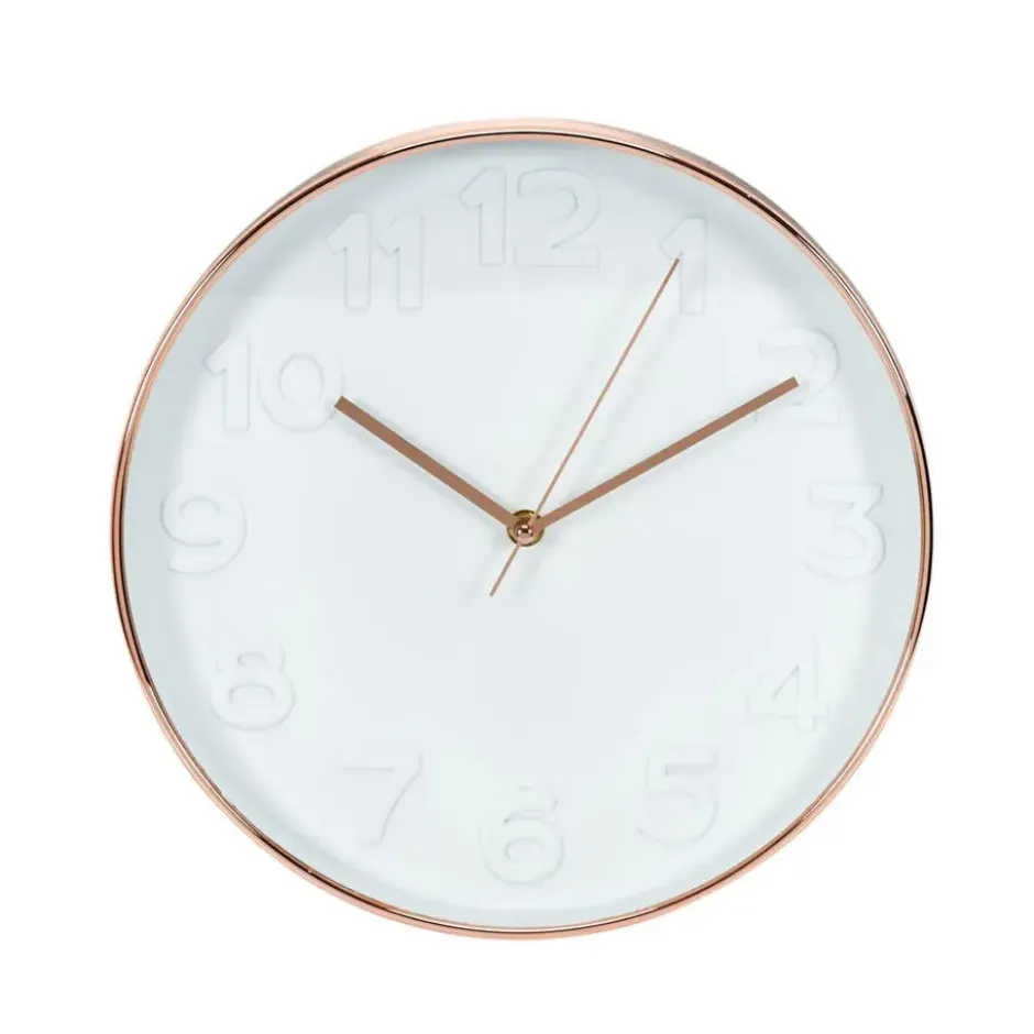 Home Deco Factory Wandklok - D30 cm - koper/wit - kunststof