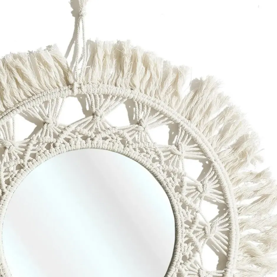 Home Deco Factory Wandspiegel Boho/Ibiza - macrame - rond - D55cm
