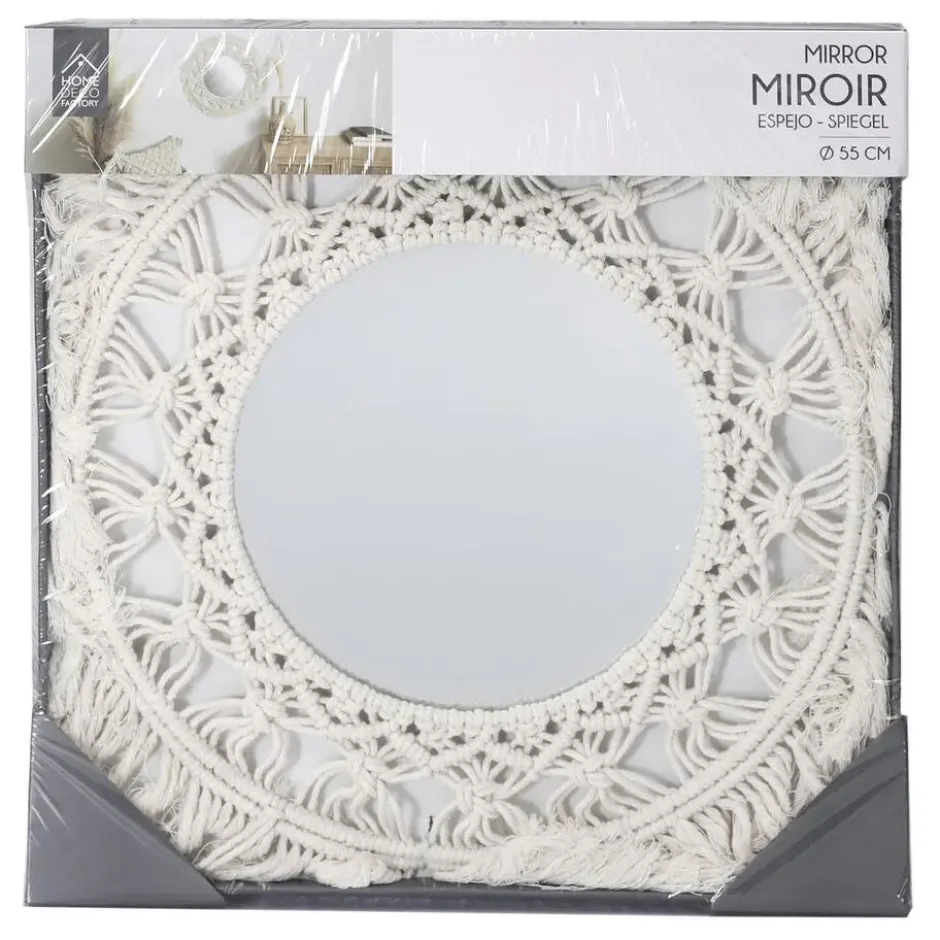 Home Deco Factory Wandspiegel Boho/Ibiza - macrame - rond - D55cm