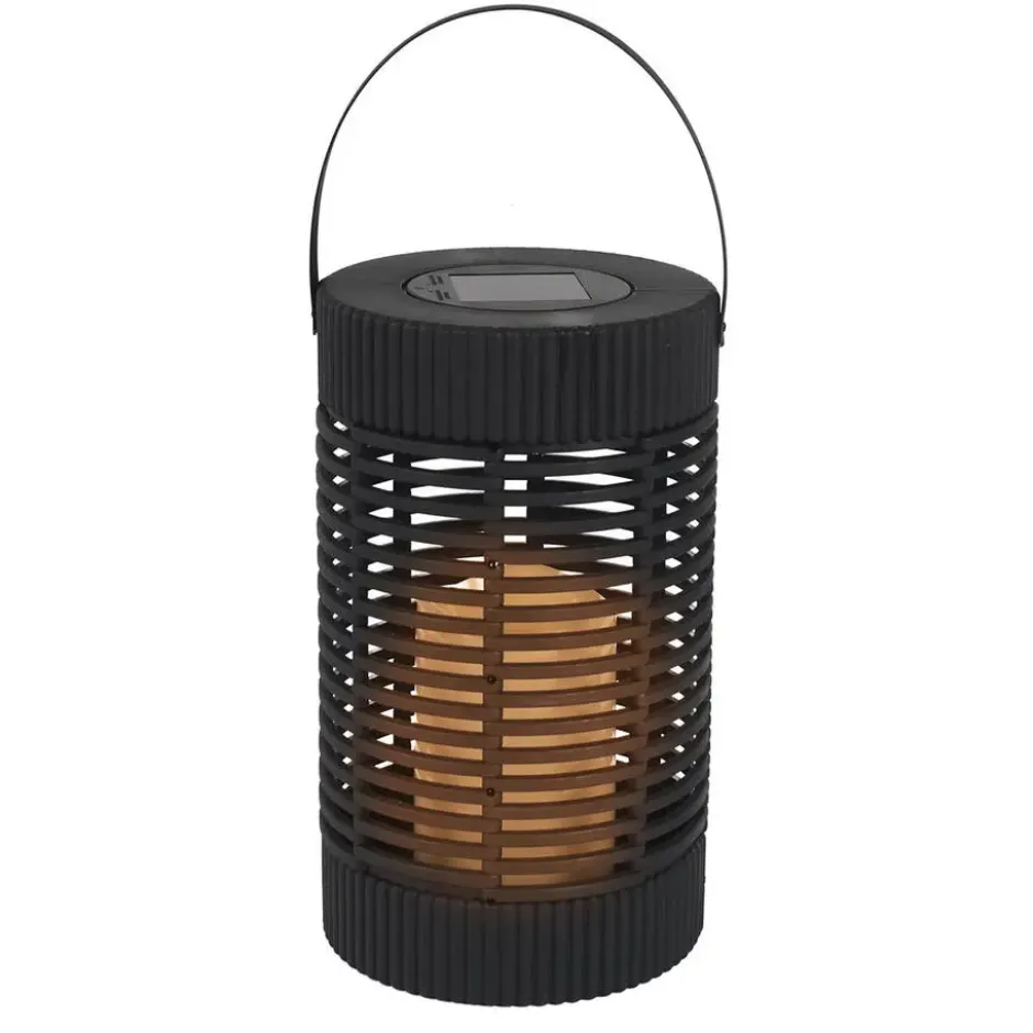 Home deco factory Zonnelantaarn tafellamp - Solar - zwart - 23 cm - kaars