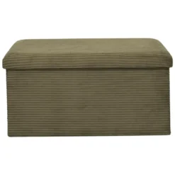 Home Deco - Poefje - opbergbox - rib - groen - 38 x 38cm