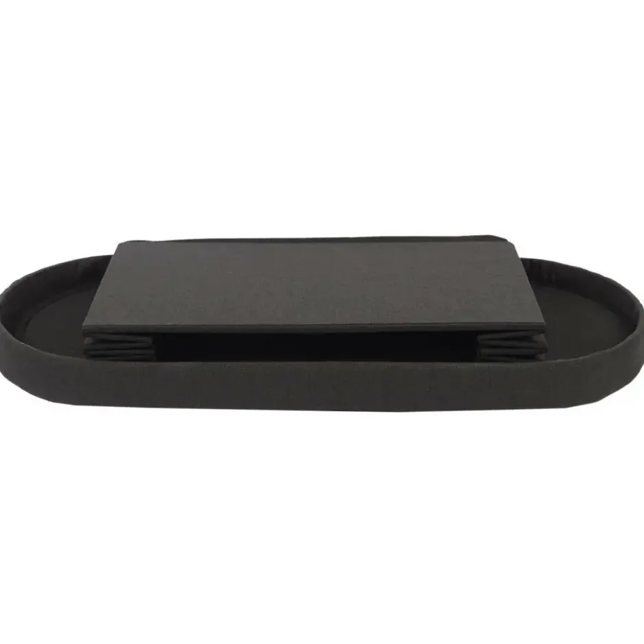 Home Deco - Poef - opbergbox - ovaal - zwart - 76 x 38cm