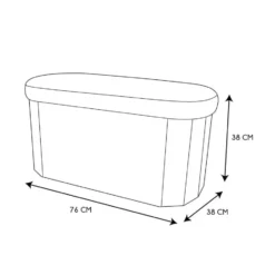 Home Deco - Poef - opbergbox - ovaal - zwart - 76 x 38cm