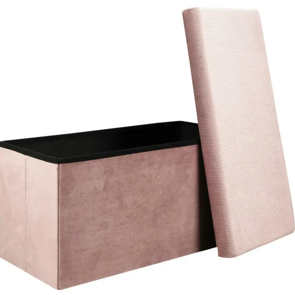 Home Deco Poef Velvet - opbergbox - oud roze - 76 x 38 cm