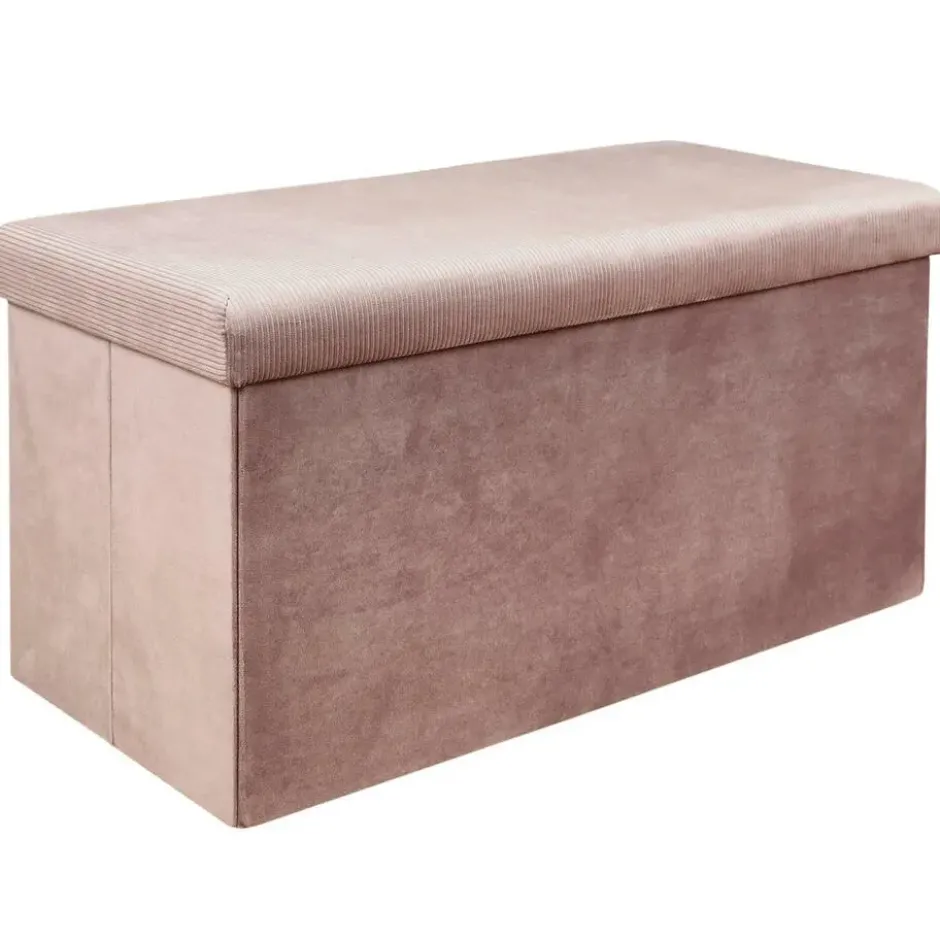 Home Deco Poef Velvet - opbergbox - oud roze - 76 x 38 cm