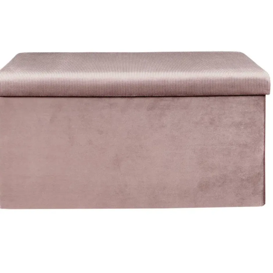 Home Deco Poef Velvet - opbergbox - oud roze - 76 x 38 cm