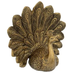 Home decoratie dieren/vogels beeldje Pauw - goud - 25 x 27 cm