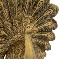 Home decoratie dieren/vogels beeldje Pauw - goud - 25 x 27 cm