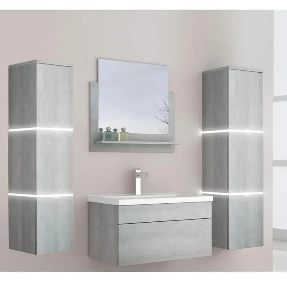 HOME DELUXE Badkamermeubelset WANGEROOGE Grijs XL