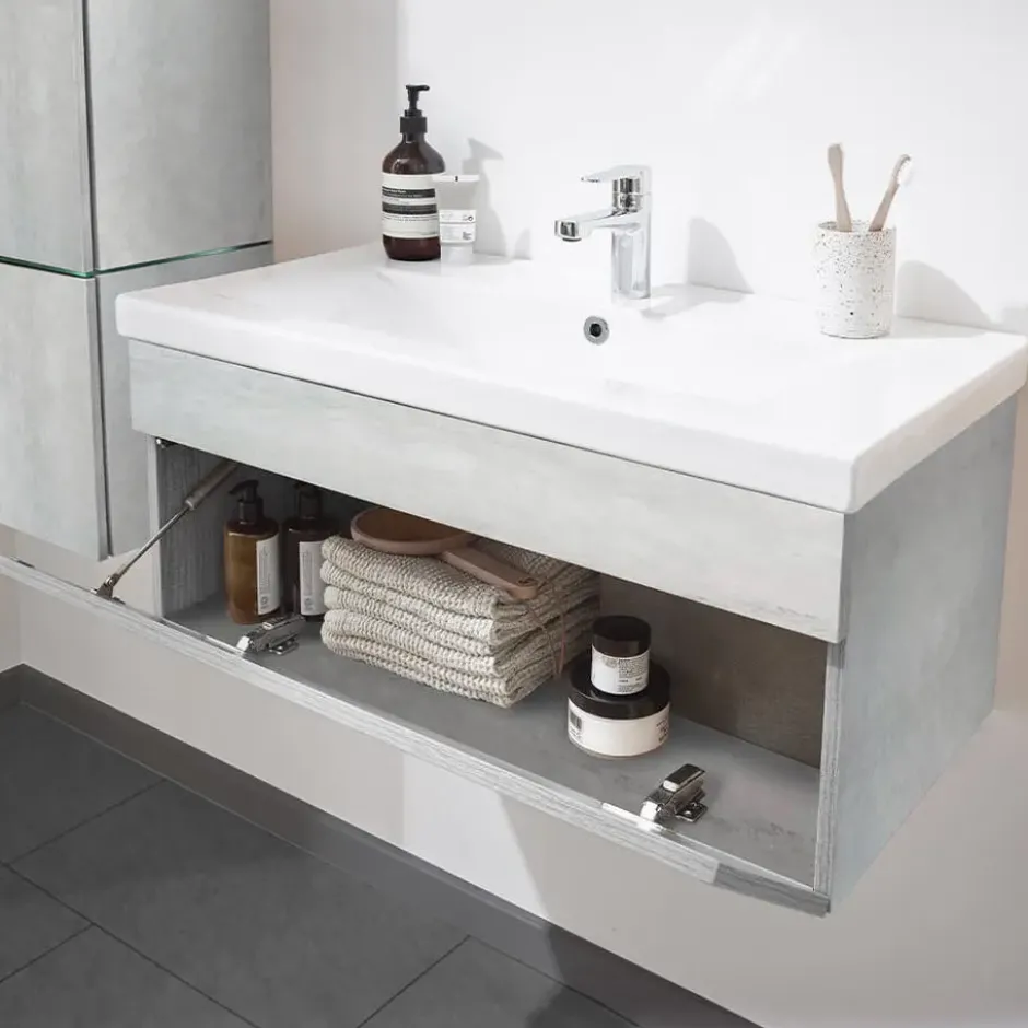 HOME DELUXE Badkamermeubelset WANGEROOGE Grijs XL