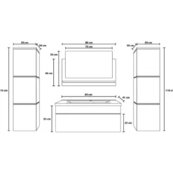 HOME DELUXE Badkamermeubelset WANGEROOGE Grijs XL