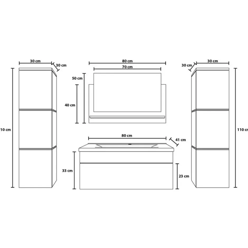 HOME DELUXE Badkamermeubelset WANGEROOGE Grijs XL