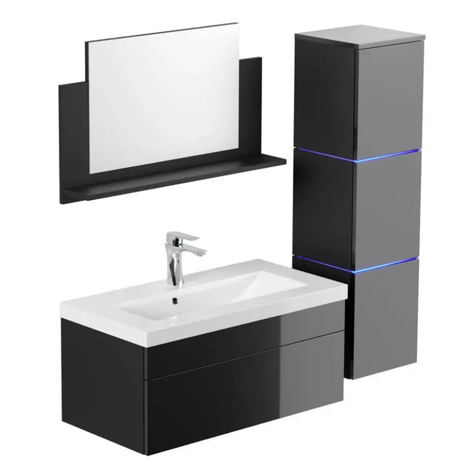 HOME DELUXE Badkamermeubel WANGEROOGE BIG Zwart L