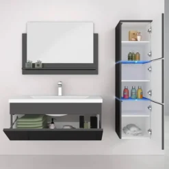 HOME DELUXE Badkamermeubel WANGEROOGE BIG Zwart L