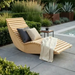 HOME DELUXE Golvend houten ligstoel WOLGA - 60 cm