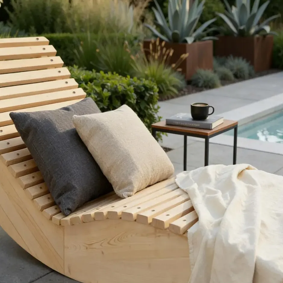 HOME DELUXE Golvend houten ligstoel WOLGA - 60 cm