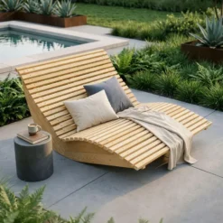 HOME DELUXE Golvend houten ligstoel WOLGA - 120 cm