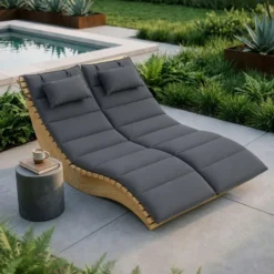 HOME DELUXE Golvend houten ligstoel WOLGA - 120 cm
