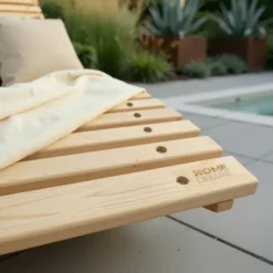 HOME DELUXE Golvend houten ligstoel WOLGA - 120 cm