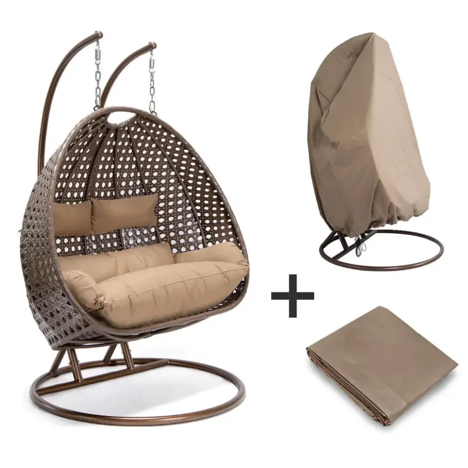 HOME DELUXE Hangstoel TWIN Bruin Met Regenhoes