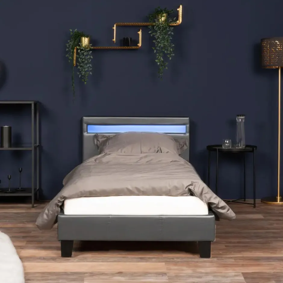 HOME DELUXE LED bed ASTRO donkergrijs 90 x 200 cm