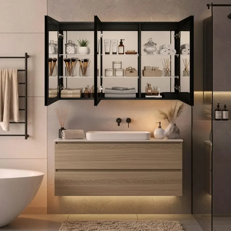 HOME DELUXE LED spiegelkast EVE zwart 100 x 80 cm