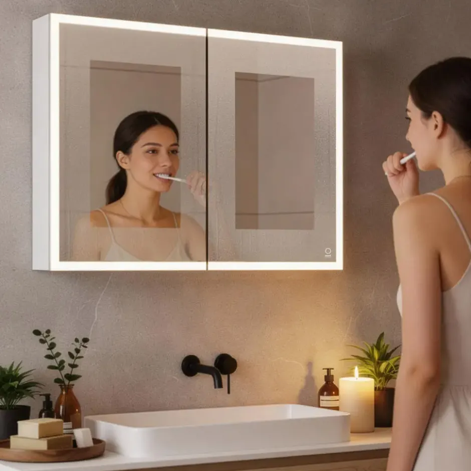 HOME DELUXE LED spiegelkast EVE zwart 80 x 60 cm