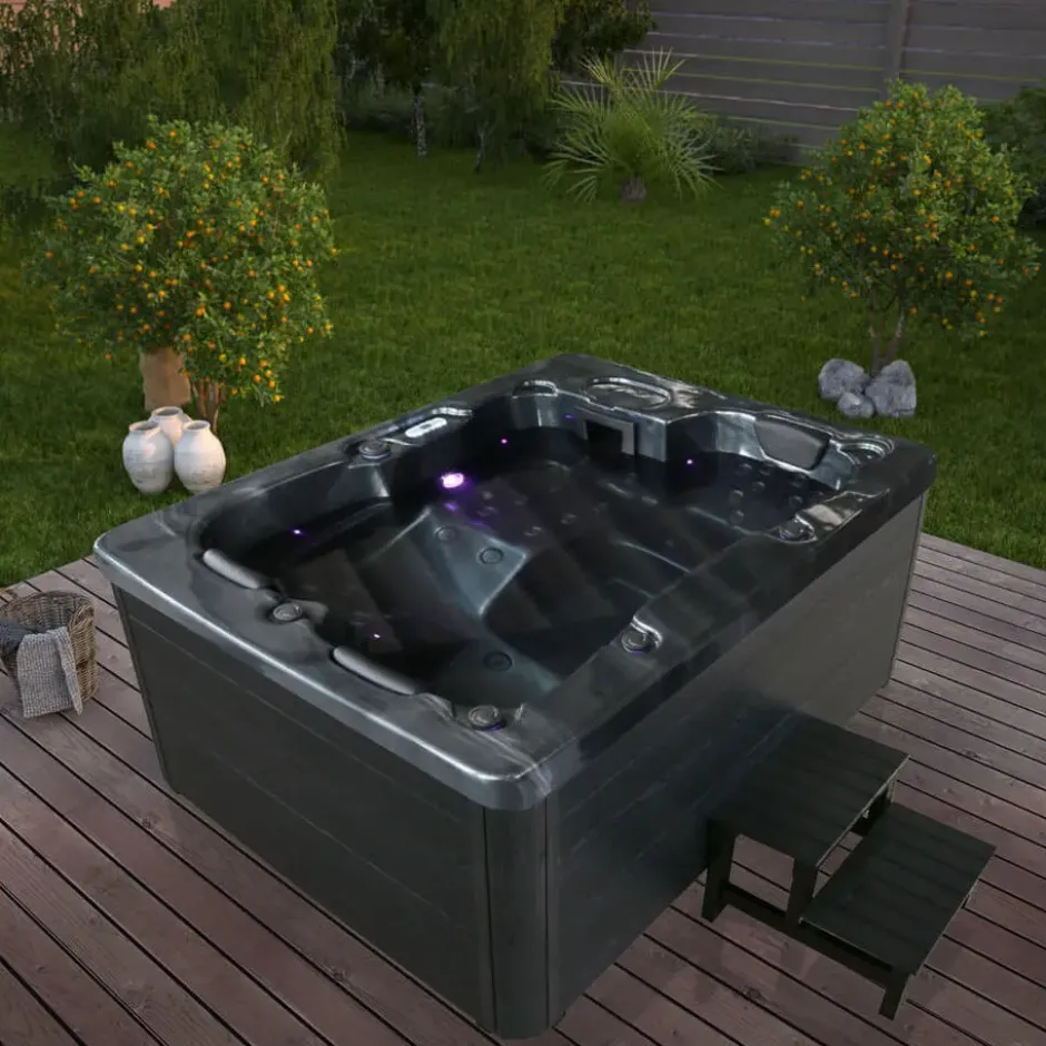 HOME DELUXE Outdoor Whirlpool ZWART MARMER Met trap en thermische afdekking