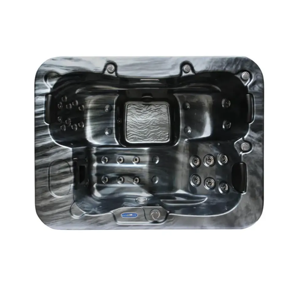 HOME DELUXE Outdoor Whirlpool ZWART MARMER Met trap en thermische afdekking