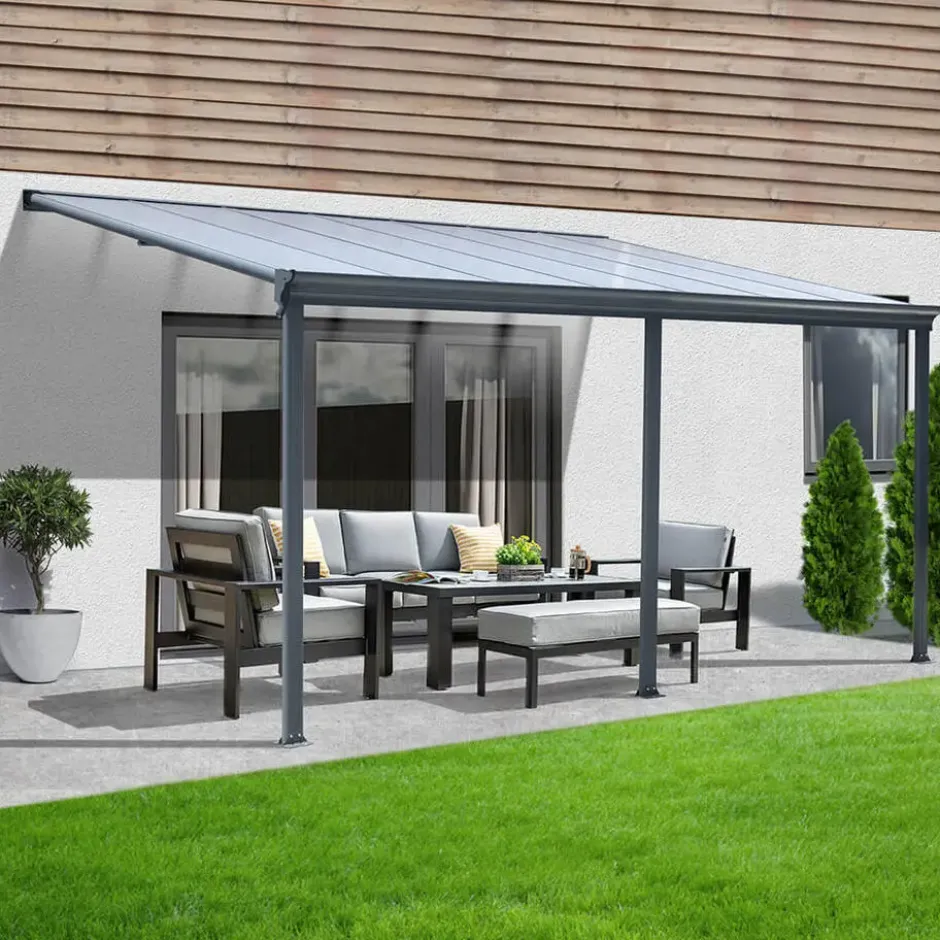 HOME DELUXE terrasoverkapping SOLIS grijs 496 / 503 x 300 / 303 x 278 / 226 cm