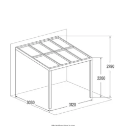 HOME DELUXE Terrasoverkapping SOLIS Grijs 312 x 303 x 226 / 278 cm