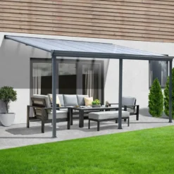 HOME DELUXE Terrasoverkapping SOLIS Grijs 435 / 442 x 300 / 303 x 278 / 226 cm