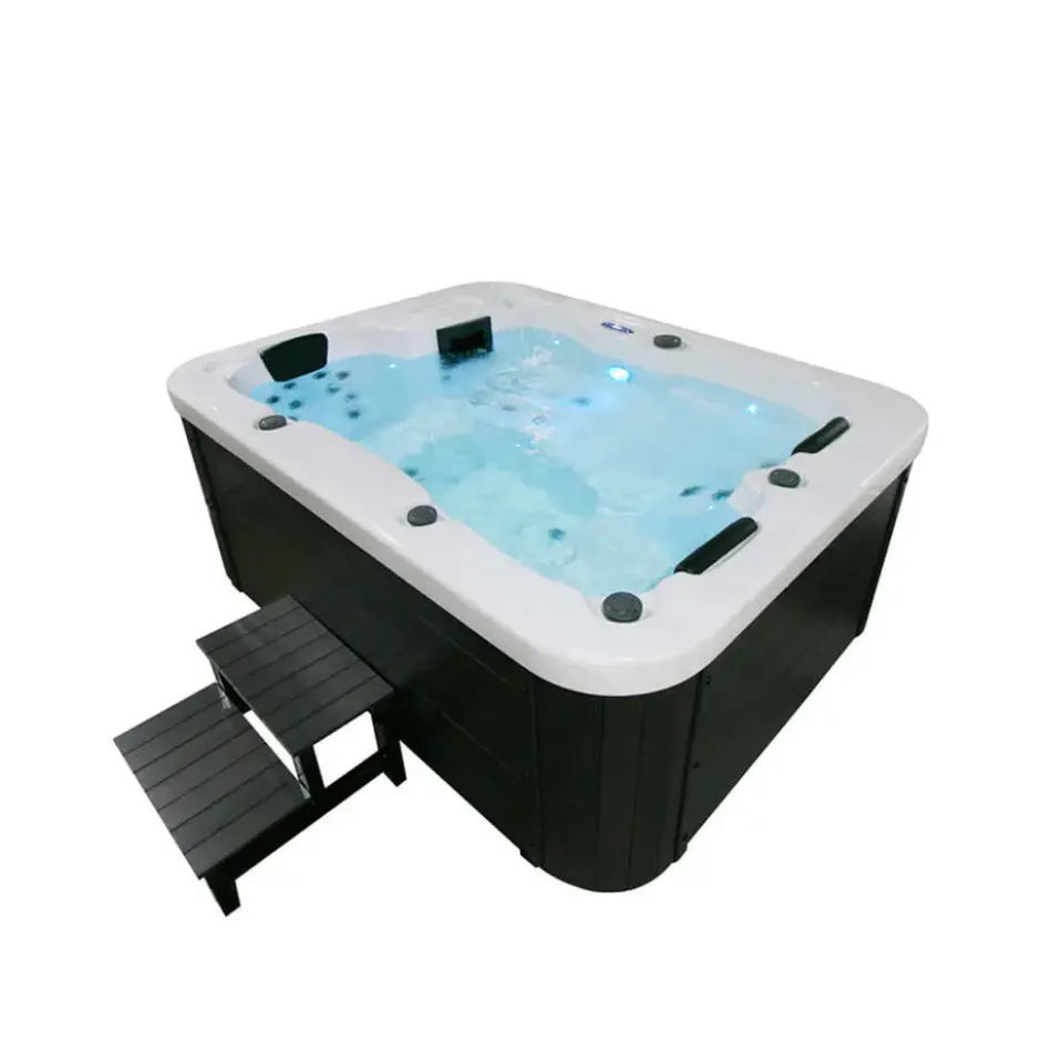 HOME DELUXE WHITE MARBLE buitenwhirlpool met opstap en thermische afdekking