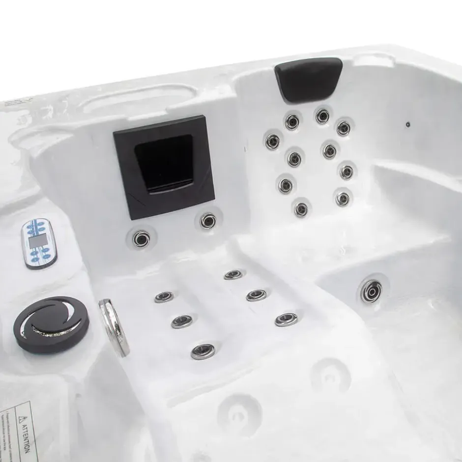 HOME DELUXE WITTE MARBLE buitenwhirlpool met opstap en thermische afdekking