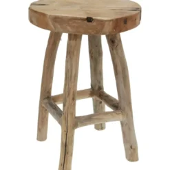 Home & Styling Bijzet krukje - lichtbruin - hout - H42 cm