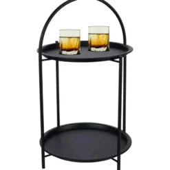 Home & Styling Bijzettafel 2 laags - zwart - metaal - 40 x 66 cm