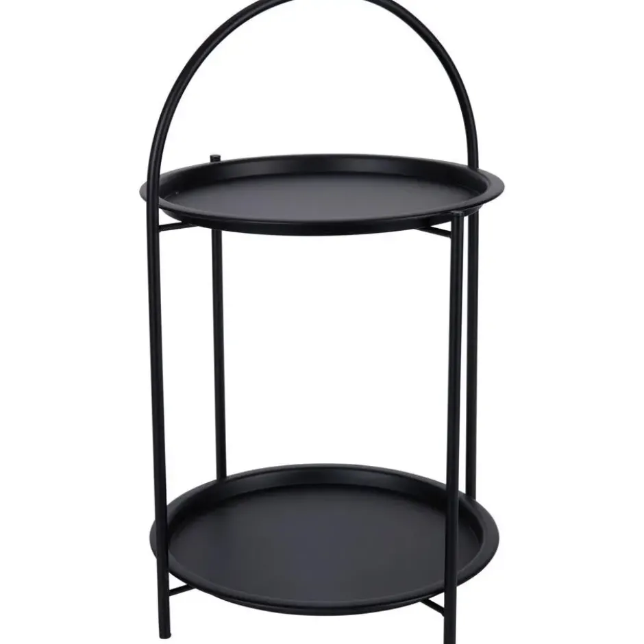 Home & Styling Bijzettafel 2 laags - zwart - metaal - 40 x 66 cm
