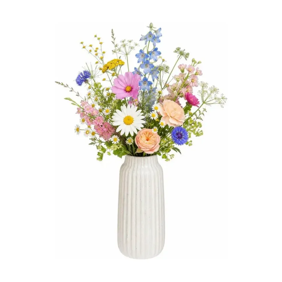 Home & Styling bloemenvaas Delphi - wit - keramiek - 13 x 29 cm