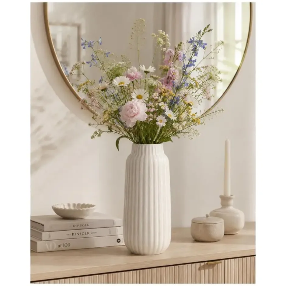 Home & Styling bloemenvaas Delphi - wit - keramiek - 13 x 29 cm