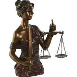 Home & Styling decoratie beeld Justitia - hars - koper - 34 cm