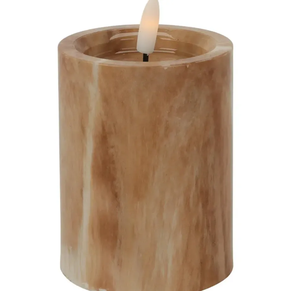 Home & Styling LED kaars - marmer bruin -D7,5 x H10 cm