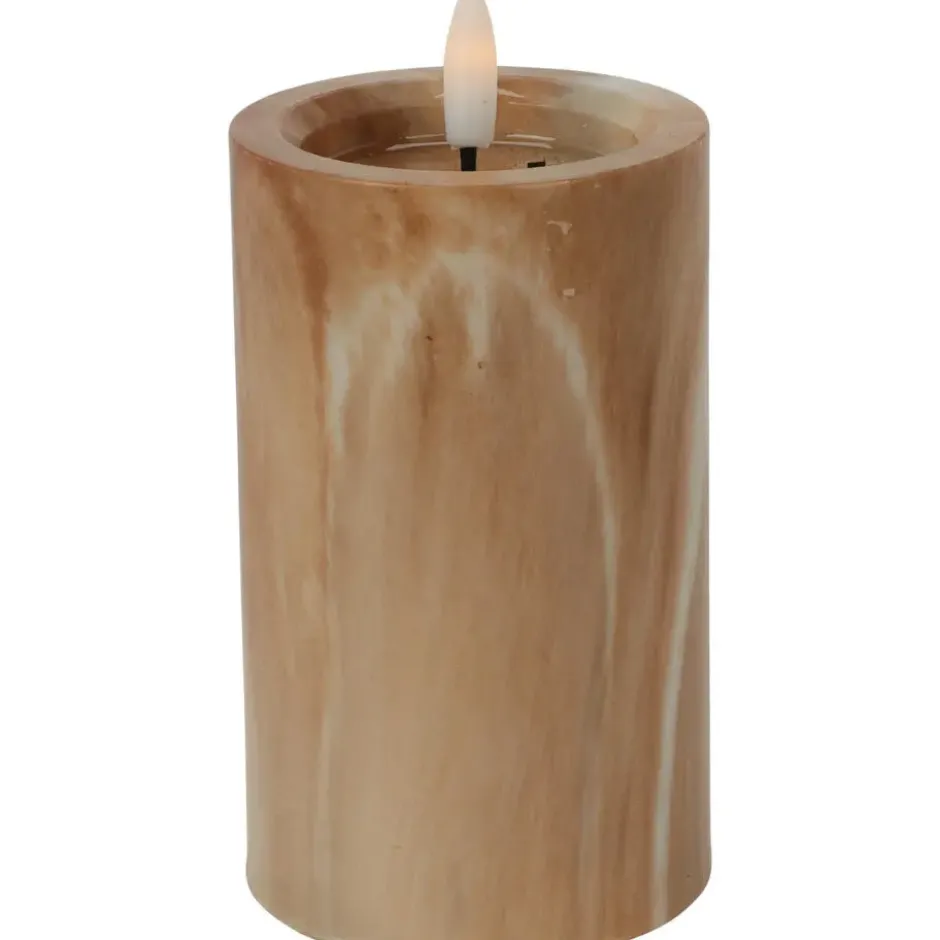 Home & Styling LED kaars - marmer bruin -D7,5 x H12,5 cm