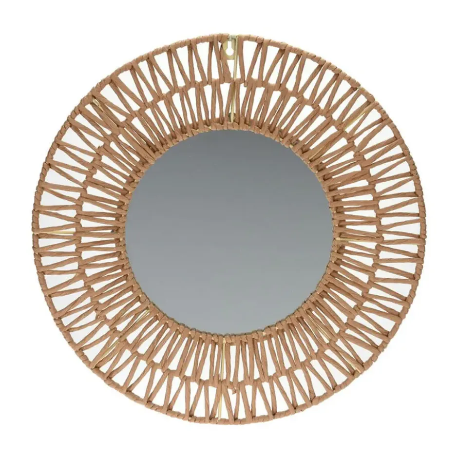 Home & Styling Spiegel - rond - naturel - 45cm - papier - wandspiegel