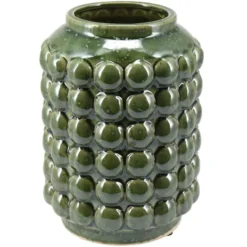 Home & Styling vaas - keramiek/olijfgroen - D15 x H20 cm