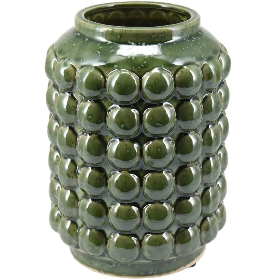 Home & Styling vaas - keramiek/olijfgroen - D15 x H20 cm