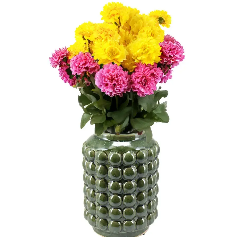 Home & Styling vaas - keramiek/olijfgroen - D15 x H20 cm