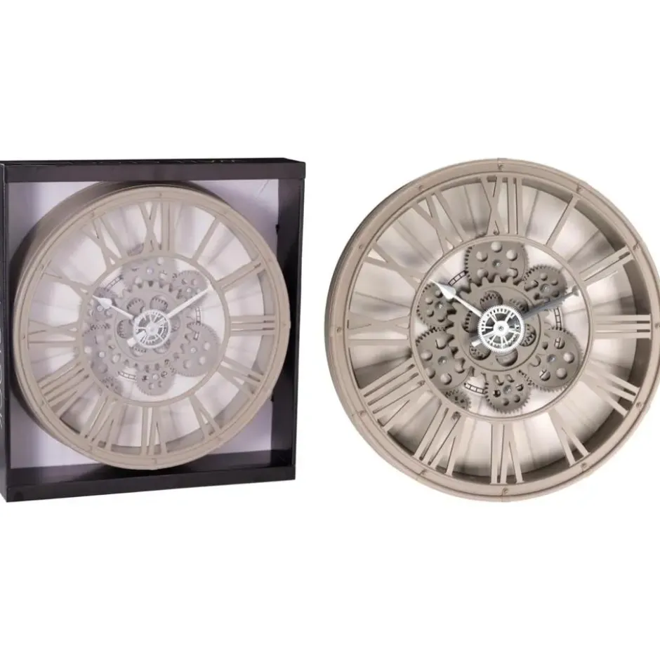 Home & Styling Wandklok/muur klok Vienna - Dia 39 cm - beige